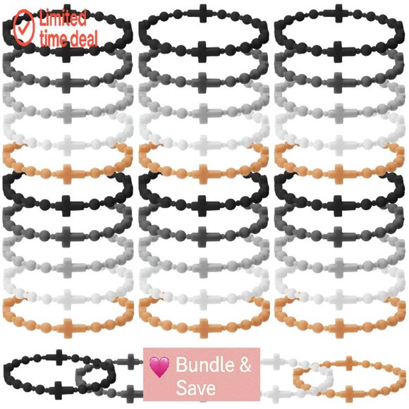 30-Piece Silicone Cross Bracelet Set for Women Men, Religious Faith Gift - Picture 1 of 8